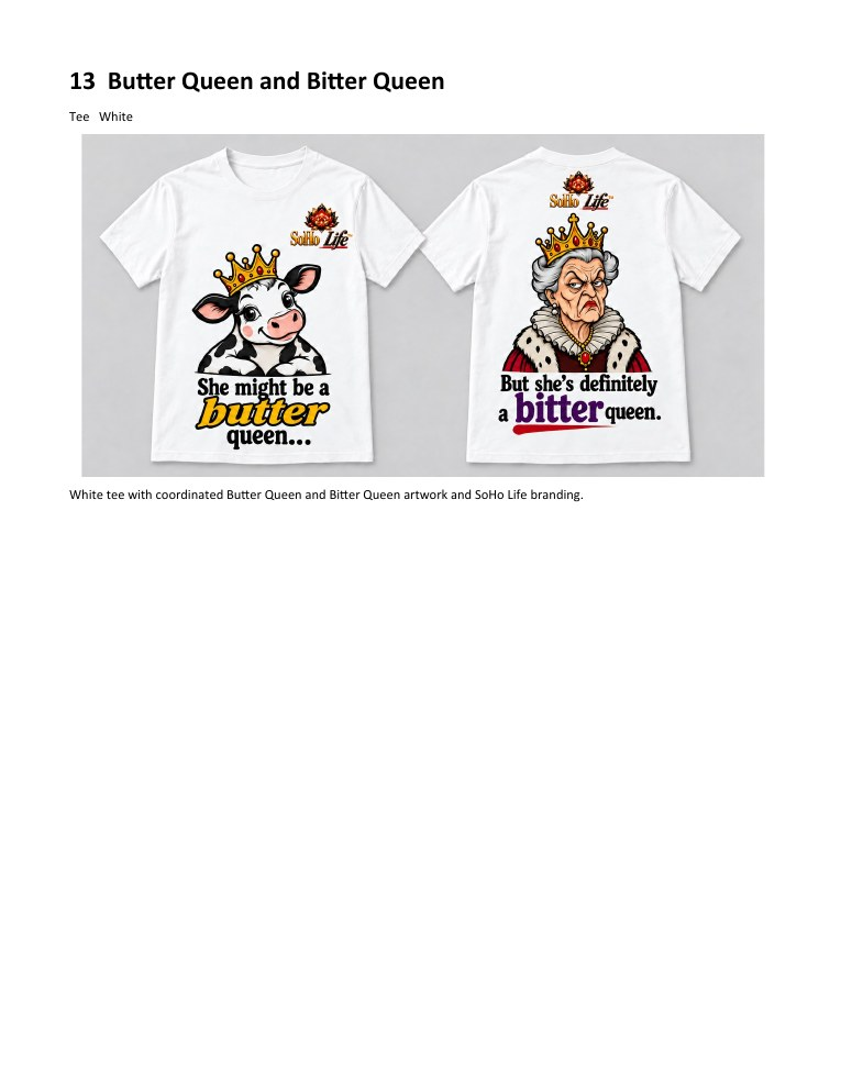 Butter Queen and Bitter Queen approved catalogue preview
